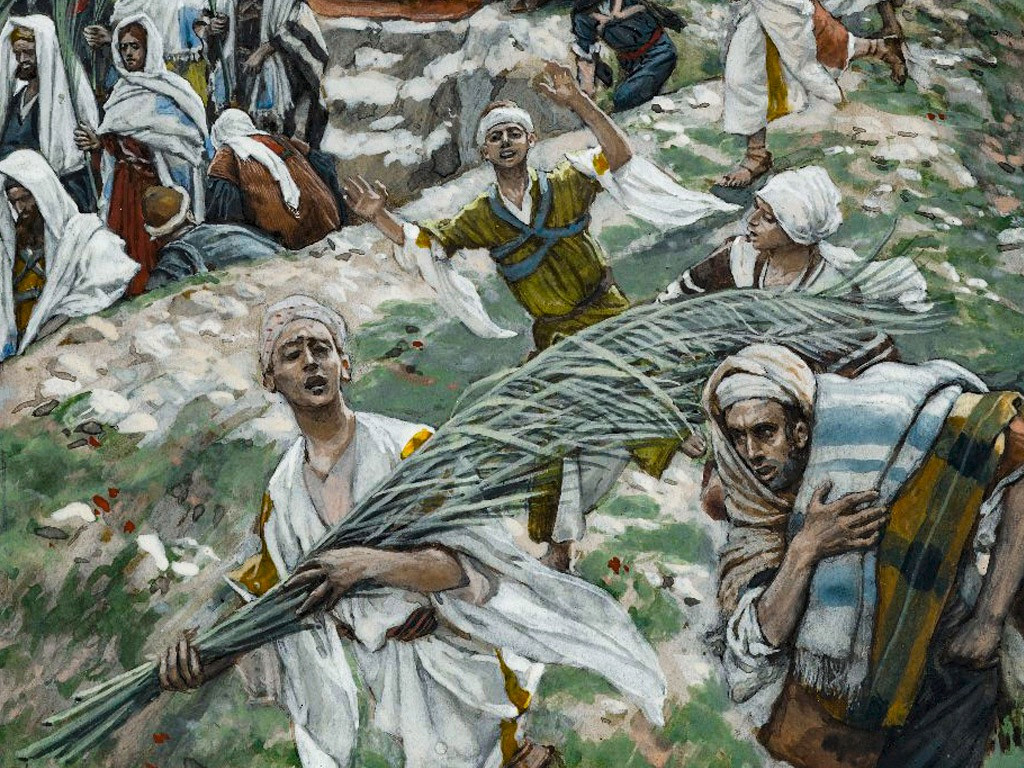 The crowds shout, ‘Hosanna to the Son of David! Blessed is He who comes in the name of the Lord! Hosanna in the highest heaven!’
Contributed by James Tissot Collection (Brooklyn Museum)/ FreeBibleimages.org.